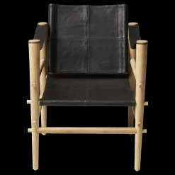 - Noble Safari stol lys med sort læder*Cinas Outlet