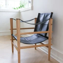 - Noble Safari stol lys med sort læder*Cinas Outlet