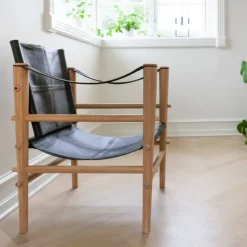 - Noble Safari stol lys med sort læder*Cinas Outlet