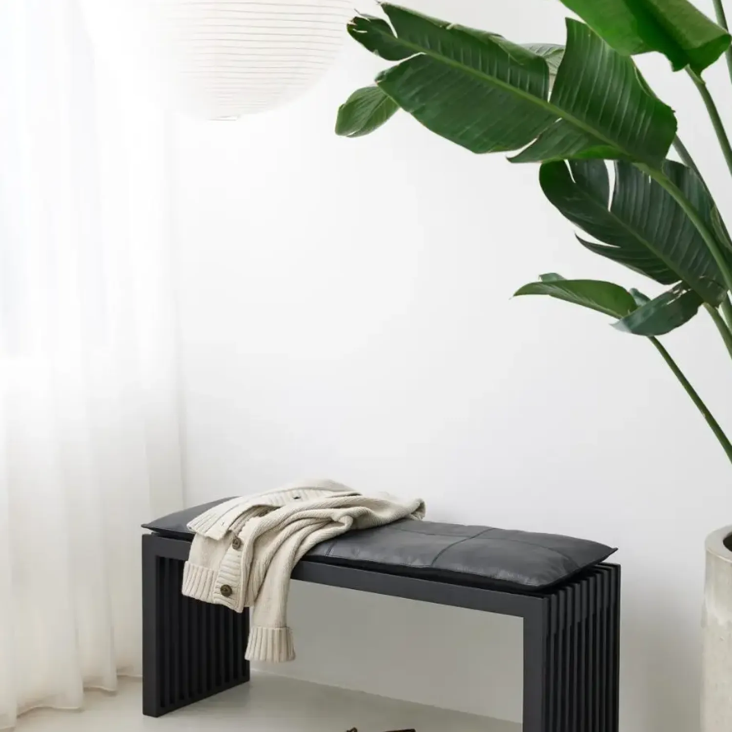 - Rib bænk 104x35cm mahogni mat sort^Cinas Hot