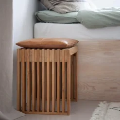 - Rib skammel 45x35cm teak*Cinas Sale