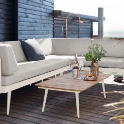 - Rio lounge sofa, Sandy Grey aluminiums stel, med hynder i Sand*Cinas Best