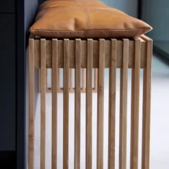 - Siddepude til 3-personers Rib bænk lysebrun læder, 104 x 35 cm*Cinas Discount