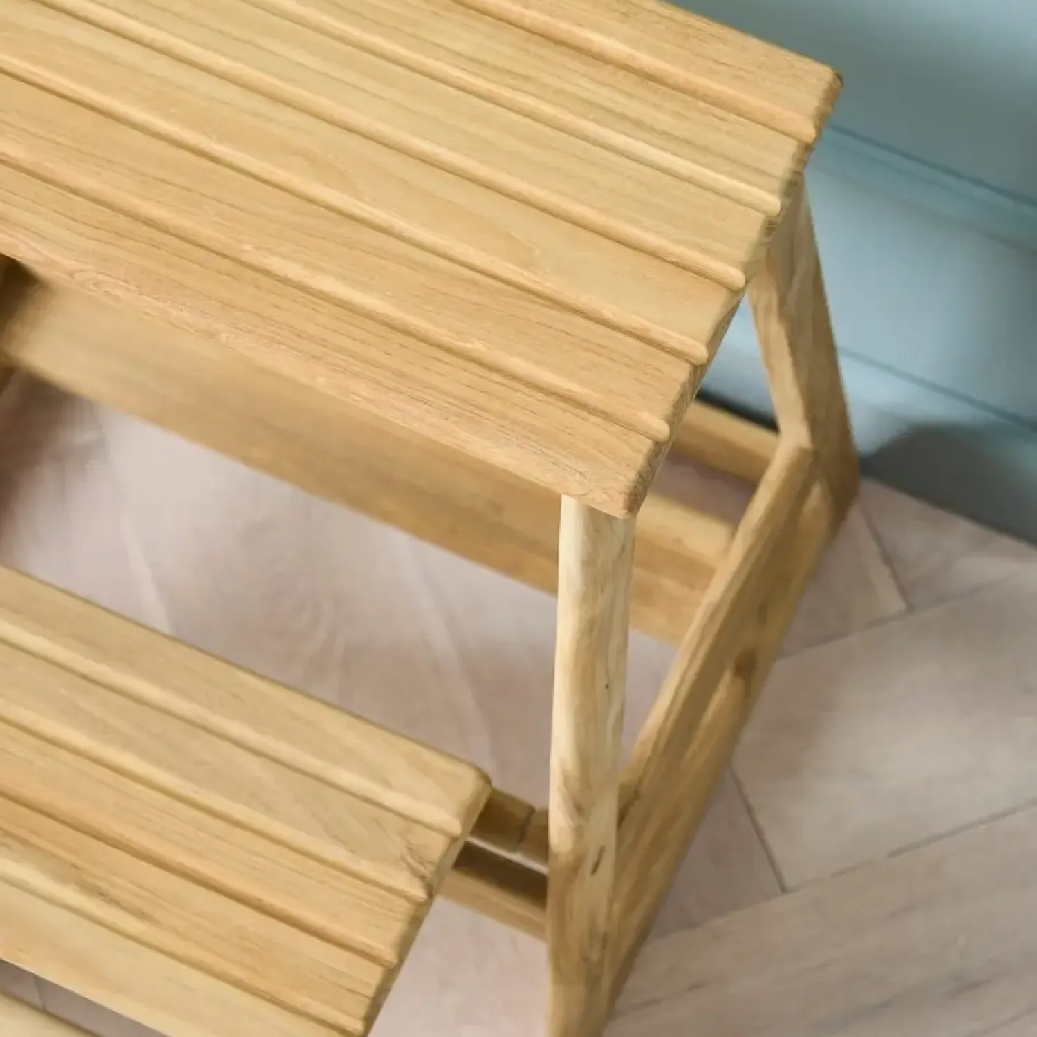 - Skala trappestige 2-trin teak^Cinas