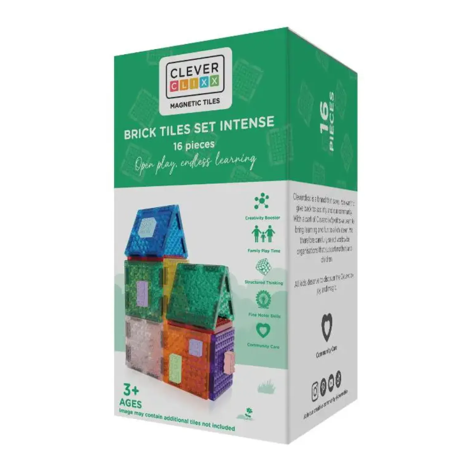 - Magnetlegetøj - Brick Tiles Pack Intense - 16 dele^Cleverclixx Discount