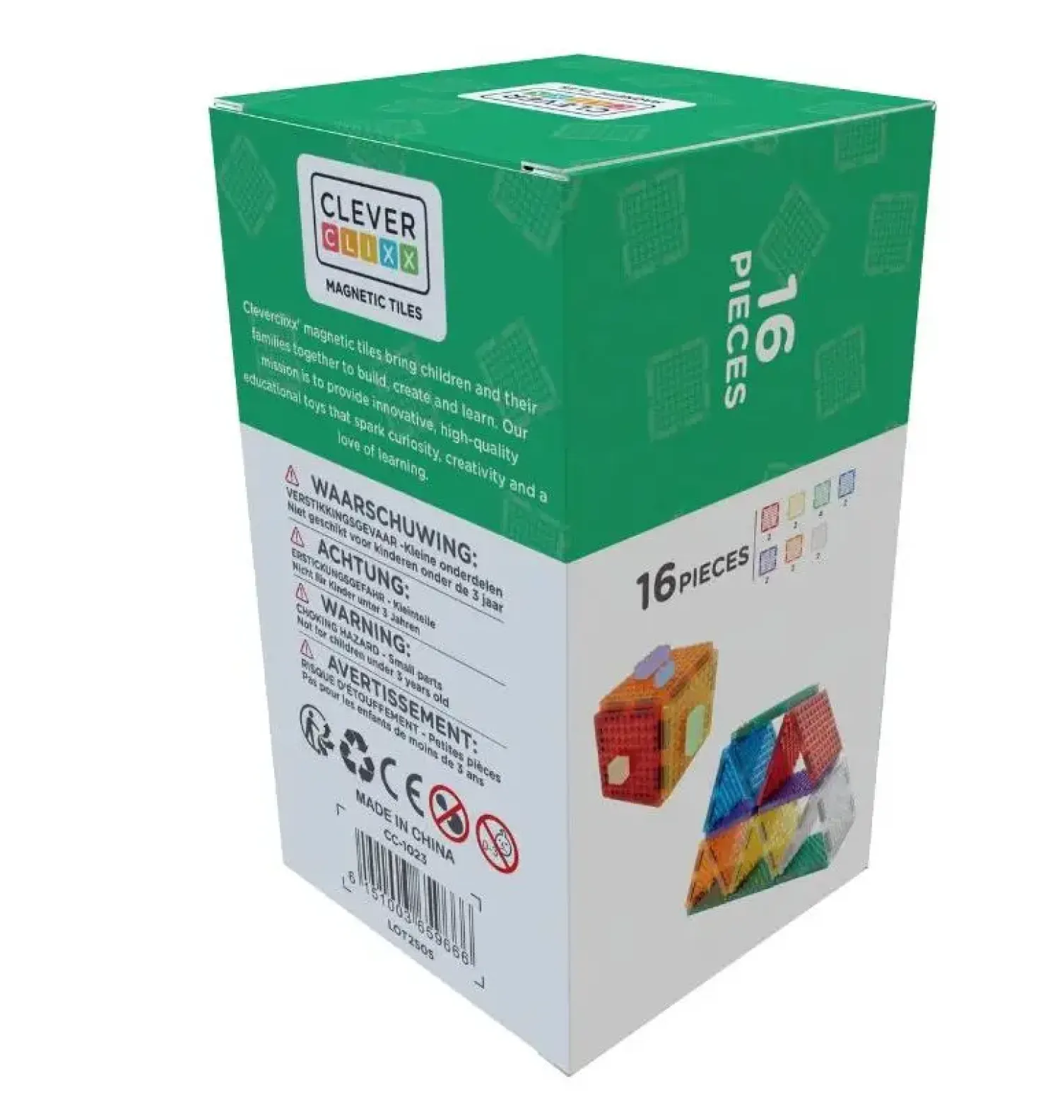 - Magnetlegetøj - Brick Tiles Pack Intense - 16 dele^Cleverclixx Discount
