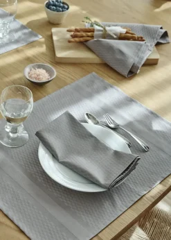 - Dækkeserviet - Tile Damask Place Mat 38x50 cm - 2 pack - Sølv grå^Compliments Discount