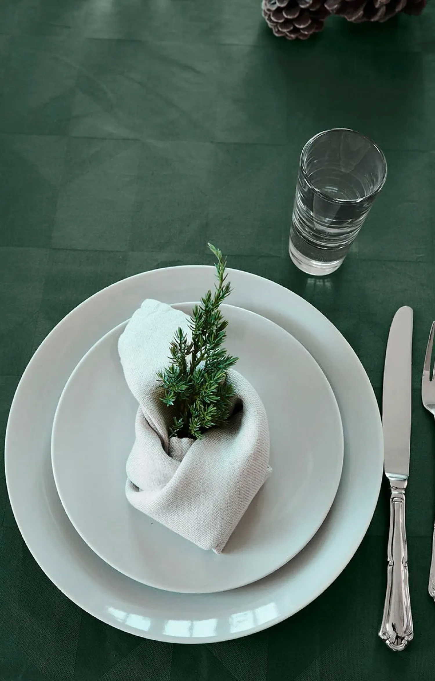 - Dug - Wind Damask 160x220 cm - Grøn^Compliments New