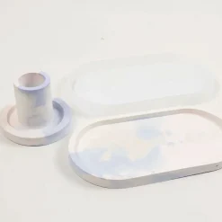 - Start DIY Kit Resin Støbning, blå, lys pink, hvid, Lysestager og fade, 1 pk.*Creativ Company