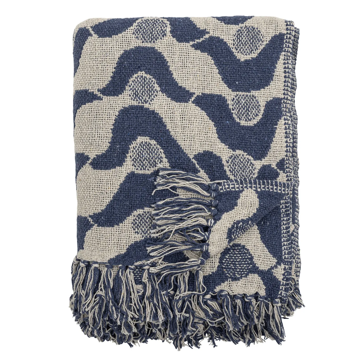 - Santena Plaid, Blå, Genanvendt Bomuld^Creative Collection