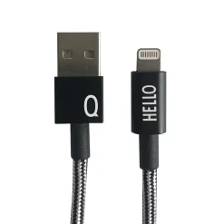 - IPhone oplader kabel - "Q" - Sort/Hvid^Design Letters Best