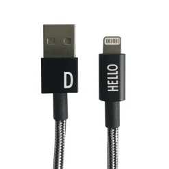 - IPhone oplader kabel - "D" - Sort/Hvid^Design Letters Sale