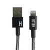 - IPhone oplader kabel - "H" - Sort/Hvid^Design Letters New