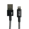 - IPhone oplader kabel - "Y" - Sort/Hvid*Design Letters Best