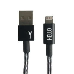 - IPhone oplader kabel - "Y" - Sort/Hvid*Design Letters Best