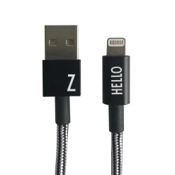 - IPhone oplader kabel - "Z" - Sort/Hvid^Design Letters