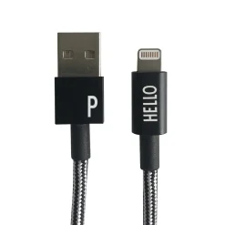 - IPhone oplader kabel - "P" - Sort/Hvid*Design Letters Sale