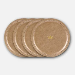 - Coaster set of 4 - Glasbrik - Guld læder^Dutchdeluxes Hot