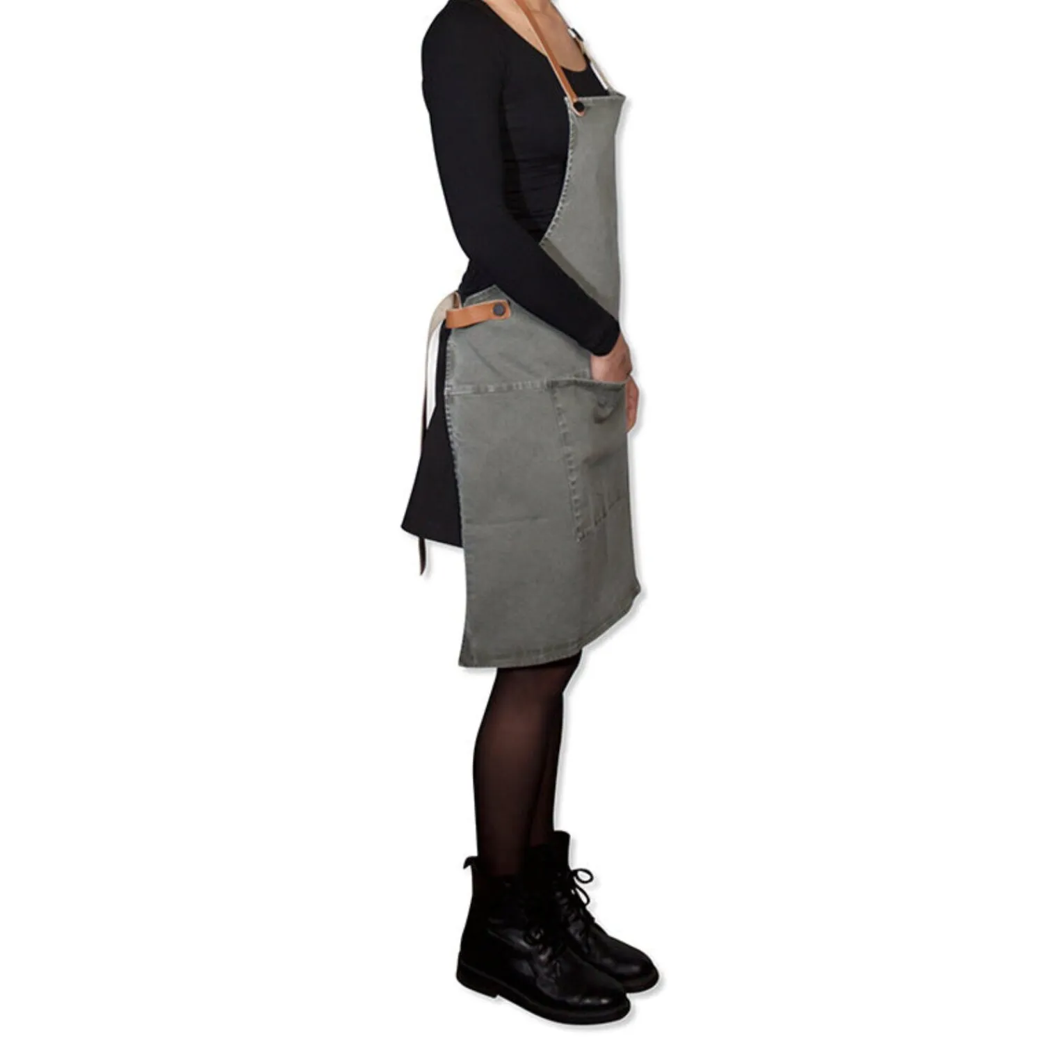 - Forklæde - BBQ Style - Grå-Grøn Denim*Dutchdeluxes Clearance