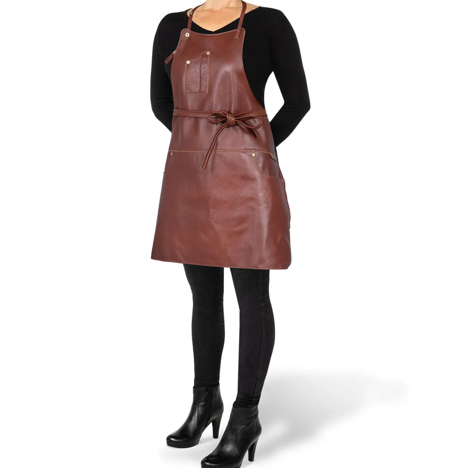 - Forklæde - Five Pockets Apron Slim Fit - Brun læder*Dutchdeluxes New