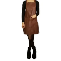 - Forklæde - Suspender Style - Brun Læder^Dutchdeluxes New