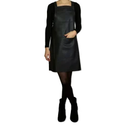 - Forklæde - Suspender Style - Sort Læder*Dutchdeluxes Best