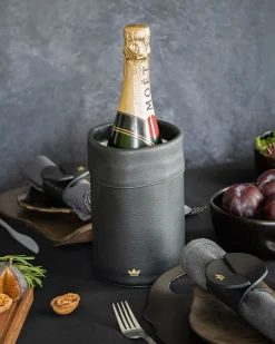 - Vinkøler - Wine cooler - Vintage Grå Læder*Dutchdeluxes Online