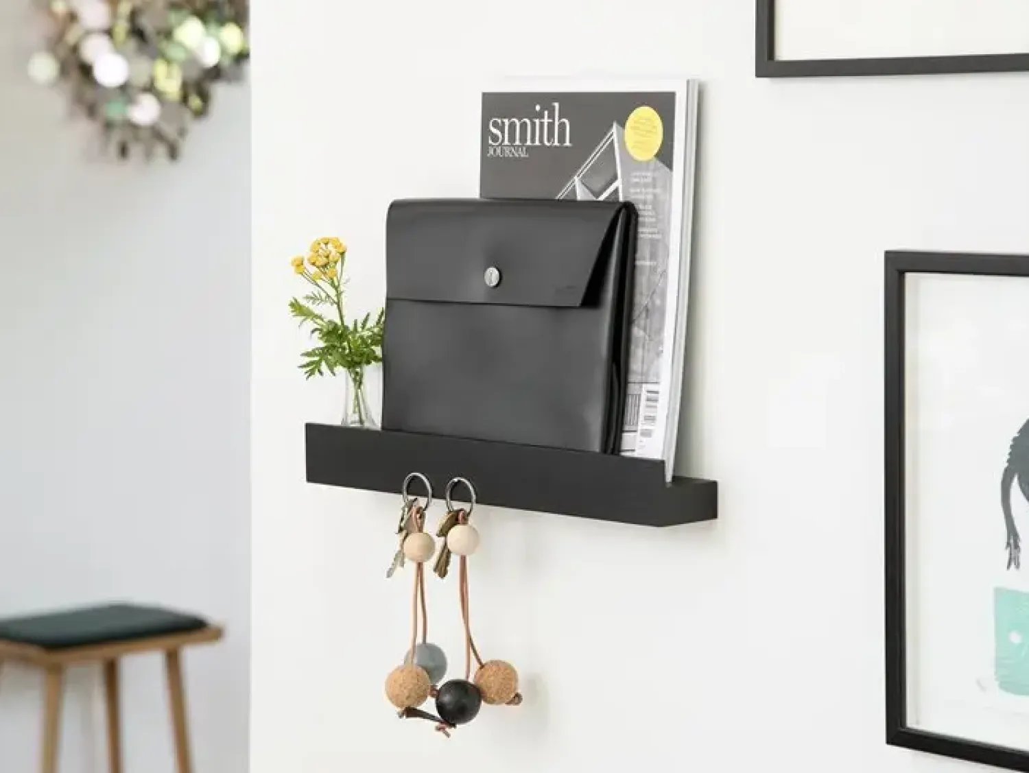 Ekta Living - Knivmagnet Hylde - Magnet Shelf - Sort Eg - 60 cm^By Wirth New