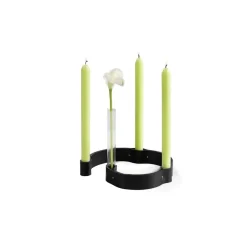 Ekta Living - Lysestage i læder - Belt 4 Candles - Sort læder*By Wirth Outlet