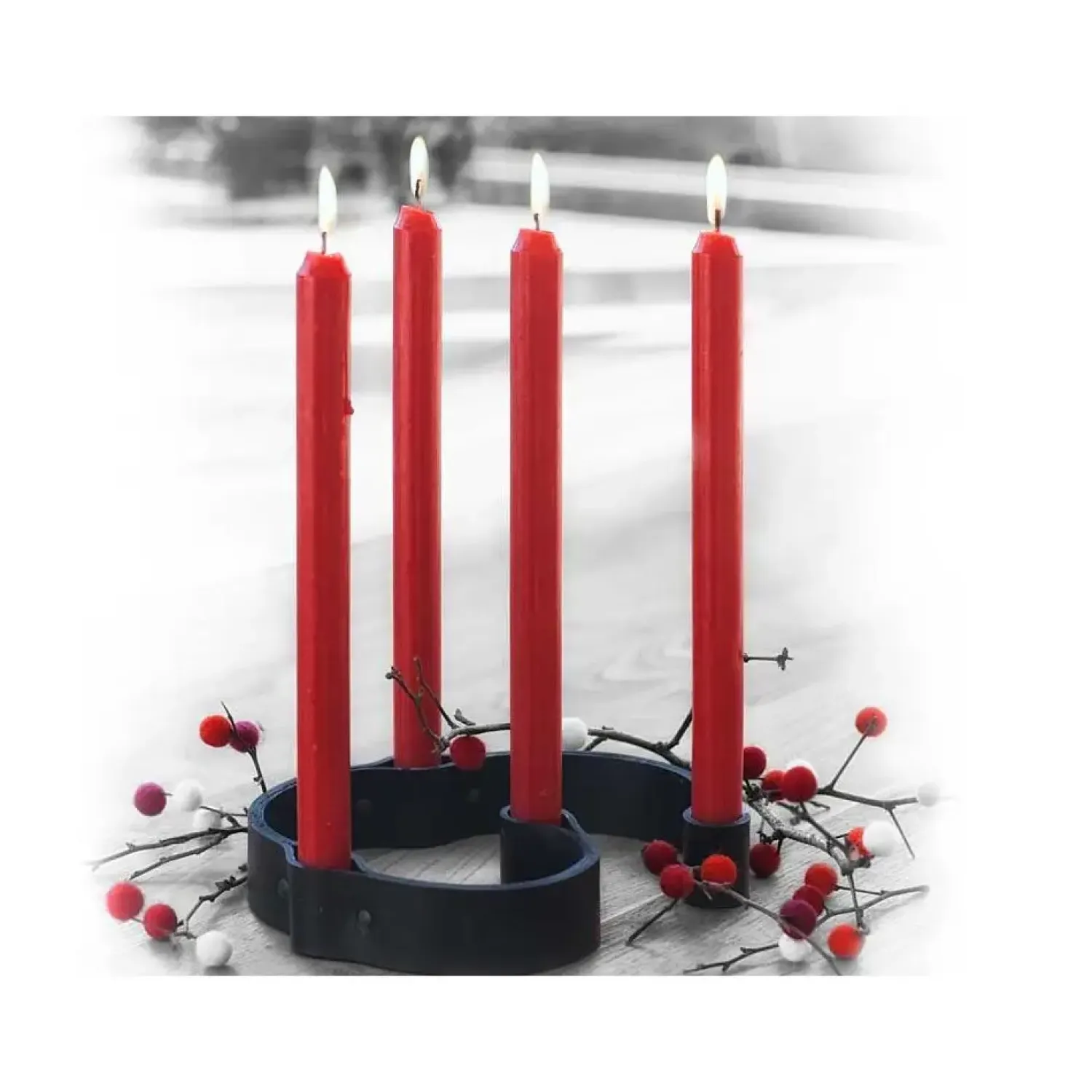 Ekta Living - Lysestage i læder - Belt 4 Candles - Sort læder*By Wirth Outlet