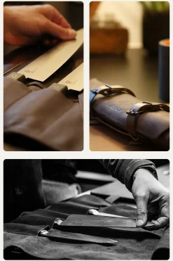 - Knivmappe i læder - 5 Lommer - Mørkebrun*Endeavour Discount