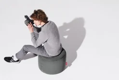 - Puf - Point Canvas Recycled - Ø50x35 cm - Charcoal Grey*Fatboy