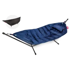 hængekøje Deluxe - Mørkeblå / Dark blue. Sæt med hængekøje, pude og regncover^Fatboy Outlet