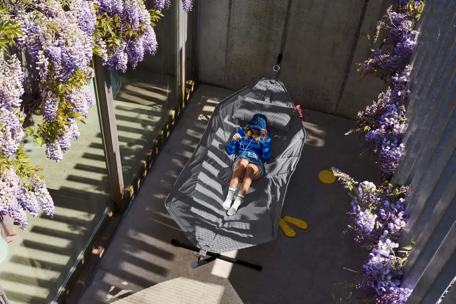 hængekøje Superb Deluxe - Grå / Rock Grey - Sæt med hængekøje, pude og regncover^Fatboy Clearance