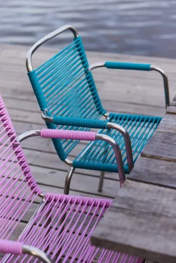 - Havestol - Mya spaghetti m. armlæn - Turkis/Blå*FIAM New