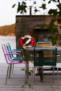 - Havestol - Mya spaghetti m. armlæn - Turkis/Blå*FIAM New