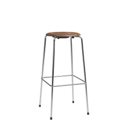 - Barstol - High Dot™ Bar stool 4-legs - højmodel - walnut veneer, chromed steel*Fritz Hansen New