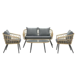 - Lounge Sæt - Franklin - 4-pcs - black/natural^Garden Impressions Online