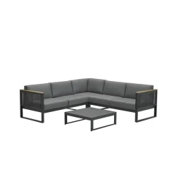 - Lounge Sæt - Alain - black/rope mid grey - 230x230 cm*Garden Impressions Online