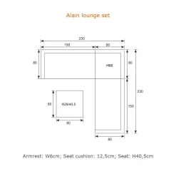 - Lounge Sæt - Alain - black/rope mid grey - 230x230 cm*Garden Impressions Online