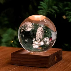 - Amber Crystal Light Bordlampe - 3D The Owl Moon^Gingko Online