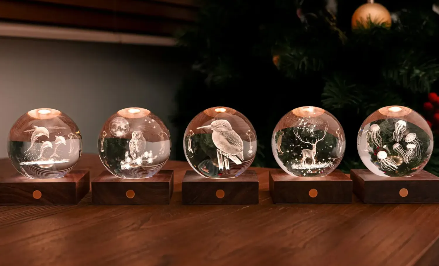 - Amber Crystal Light Bordlampe - 3D The Owl Moon^Gingko Online