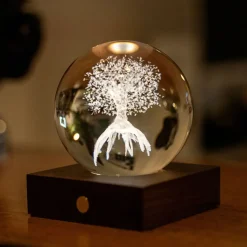 - Amber Crystal Light Bordlampe - 3D Tree of Life^Gingko Clearance