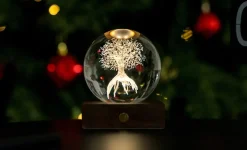 - Amber Crystal Light Bordlampe - 3D Tree of Life^Gingko Clearance