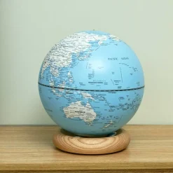 - Atlas Globe Lamp - Lightblue Large White Ash base^Gingko