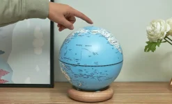 - Atlas Globe Lamp - Lightblue Large White Ash base^Gingko