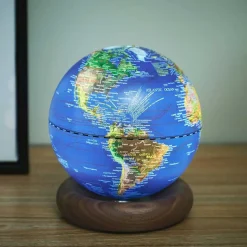 - Atlas Globe Lamp - Darkblue Mini Walnut base^Gingko New