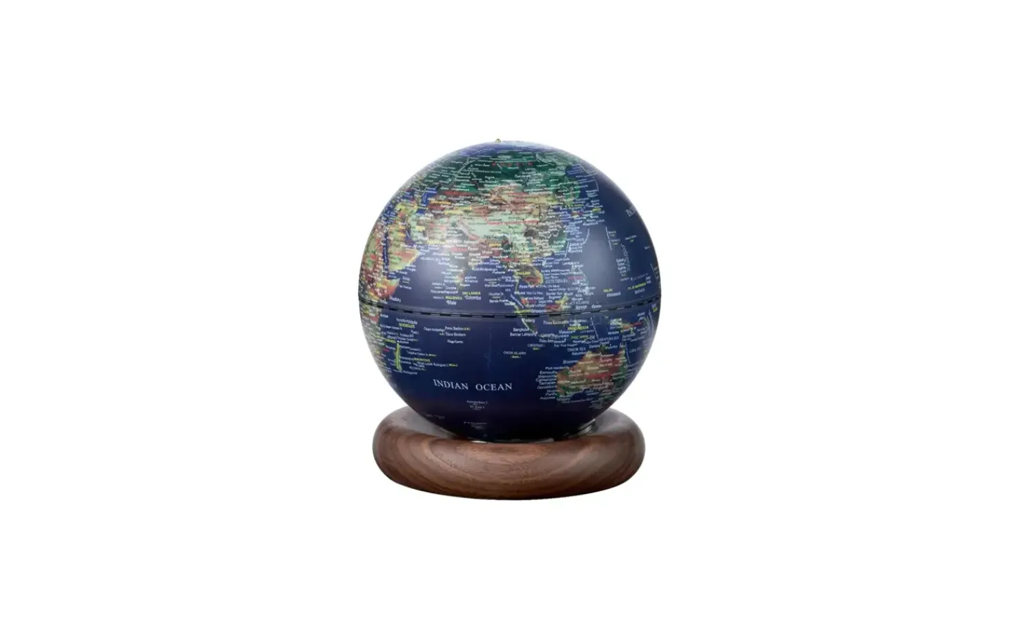 - Atlas Globe Lamp - Darkblue Mini Walnut base^Gingko New