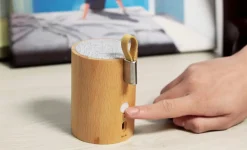 - Drum Light Bluetooth Speaker Natural Bamboo Wood^Gingko Clearance