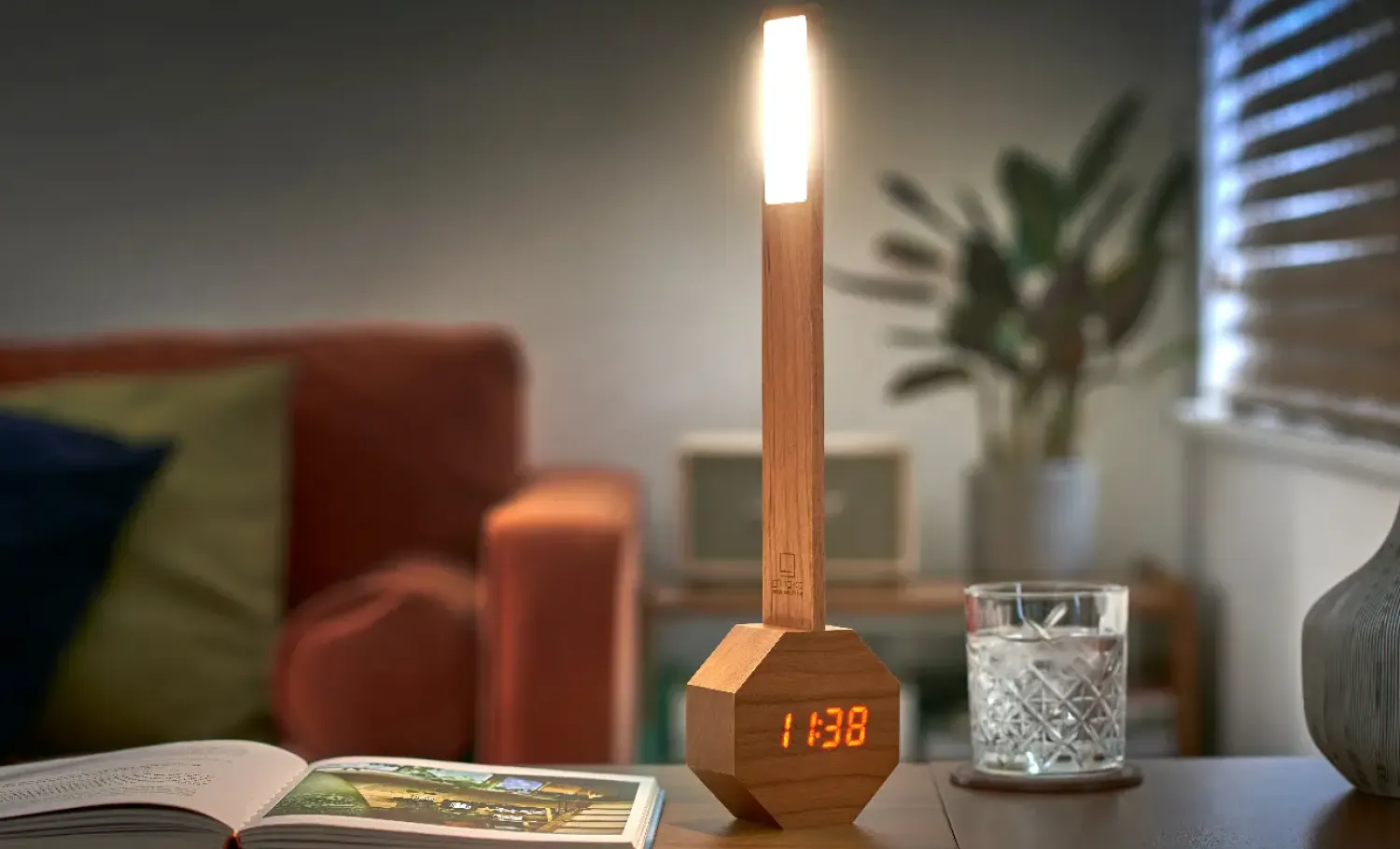 - Octagon One Plus Portable Alarm Clock Desk Light Cherry^Gingko